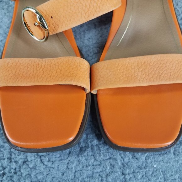 Vionic Anaya Sandals Womens' 7.5 Orange Leather Ankle Straps Flat Comfort Summer - Picture 10 of 12